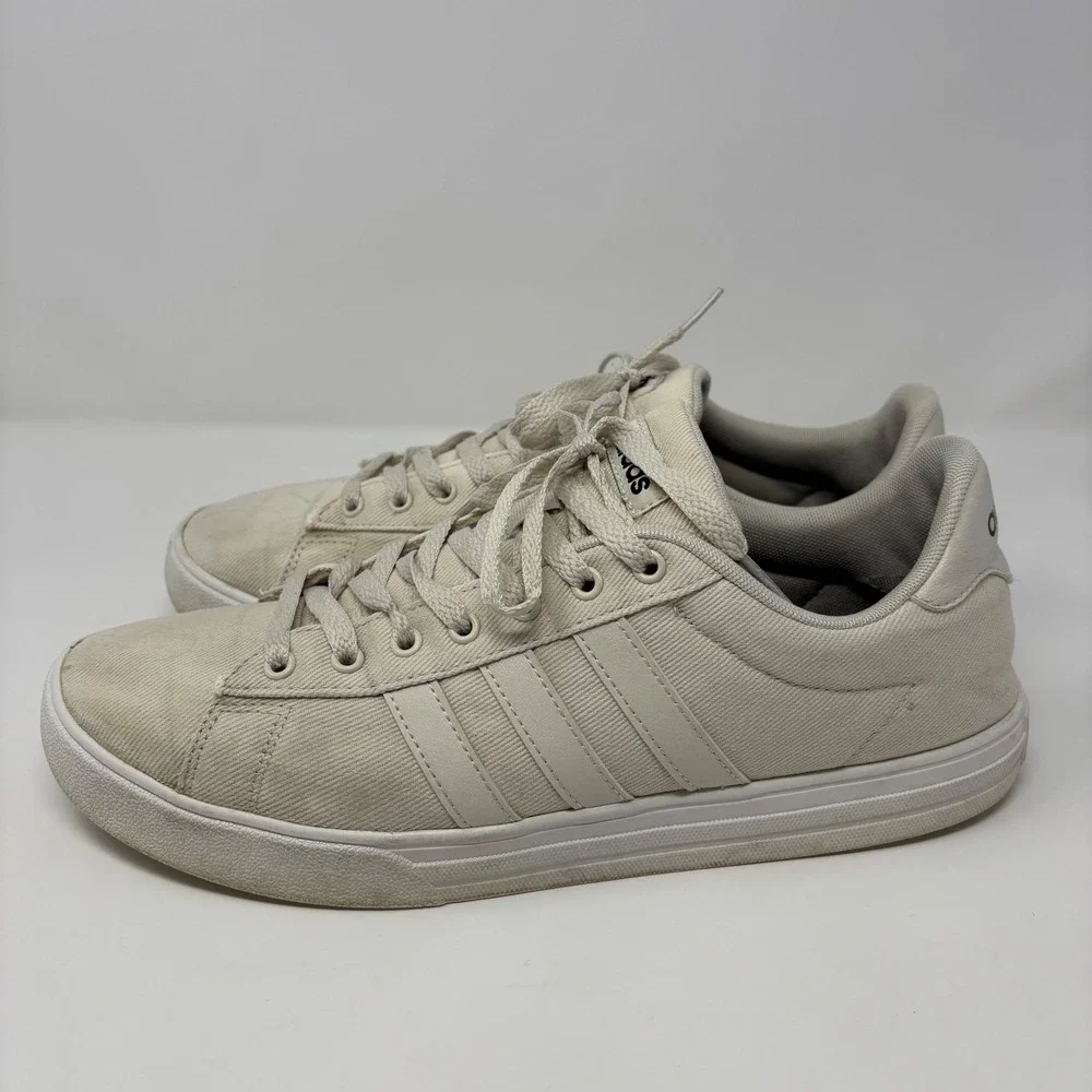 Adidas Daily 2.0 Mens Canvas Skate‎ Sneakers Off White Cream Low Top Shoes 10.5